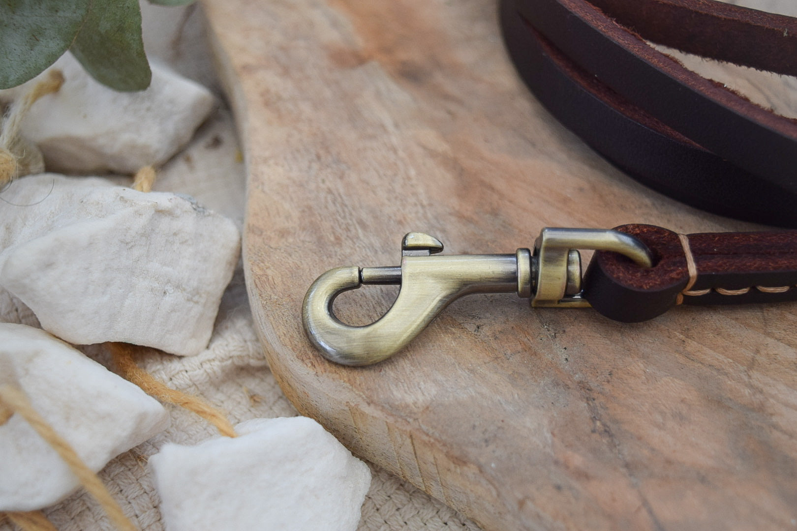 Premium Series Small Set - Halsband & Leine in Kastanie