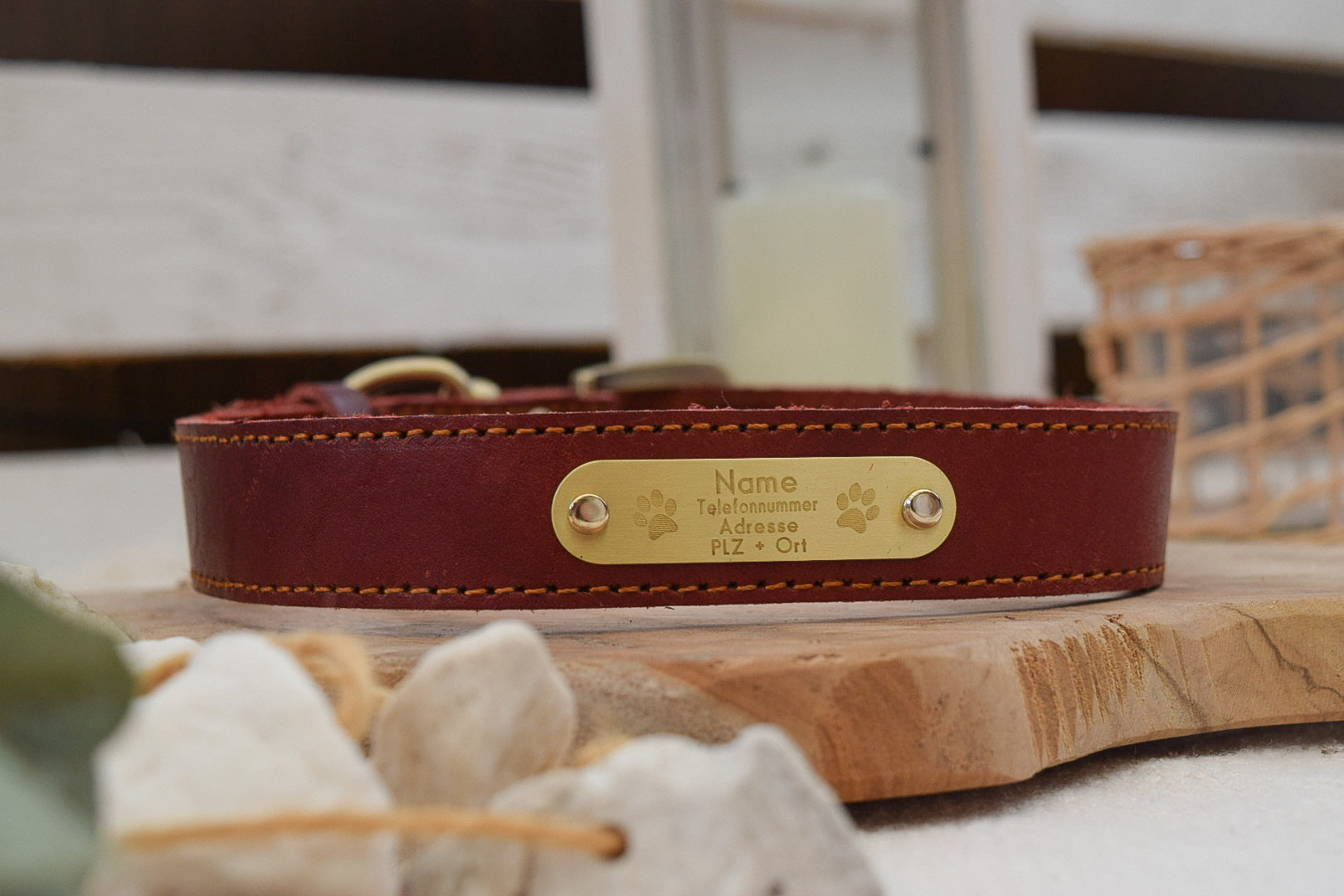 Premium Series Set - Halsband & Leine in Weinrot