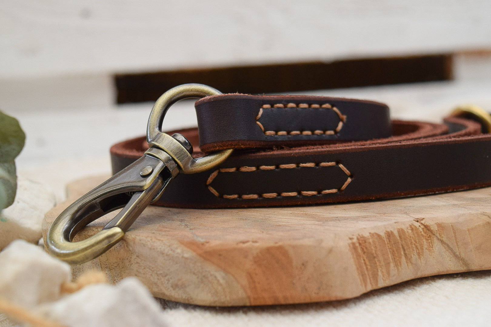 Premium Series Set - Halsband & Leine in Kastanie