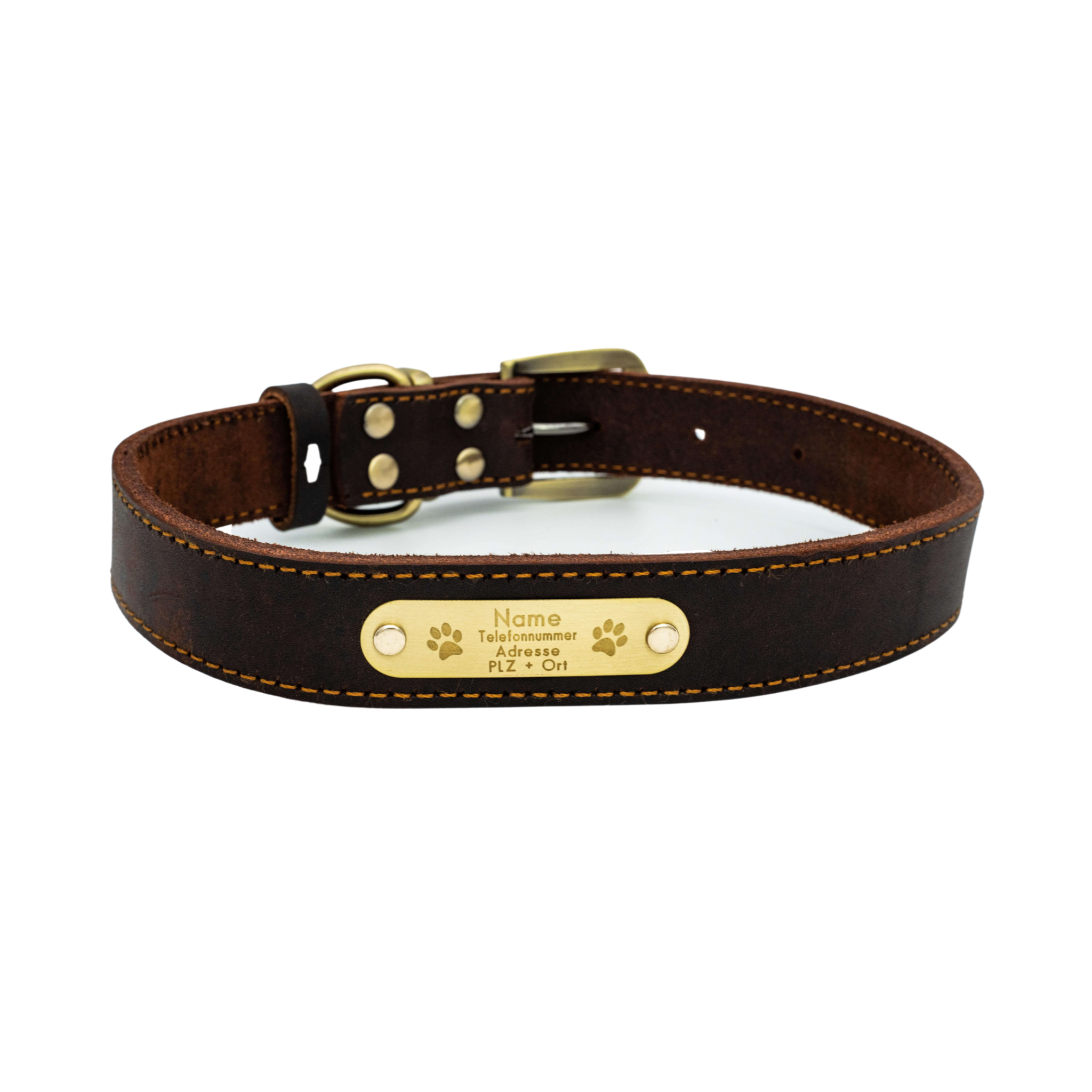 Premium Series Set - Halsband & Leine in Kastanie