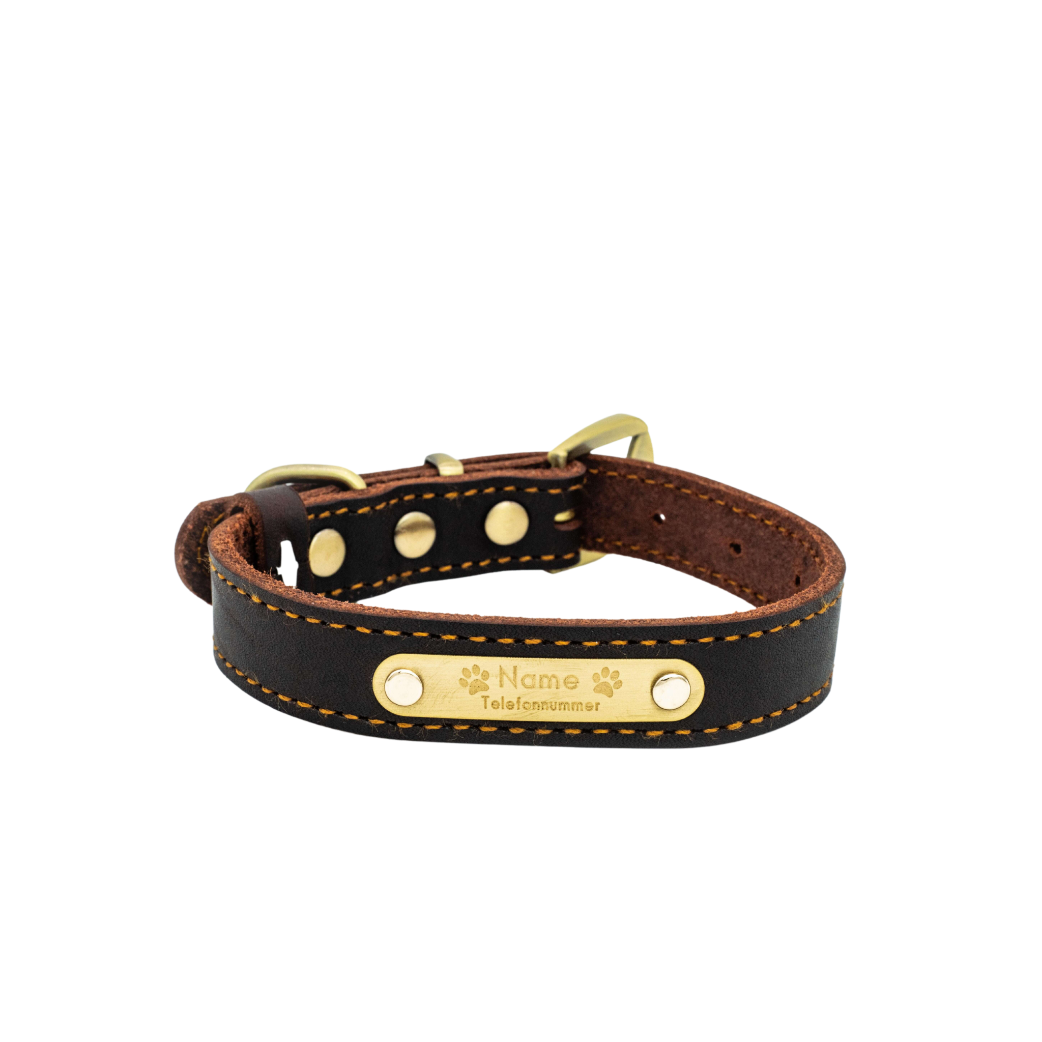 Premium Series Small Set - Halsband & Leine in Kastanie