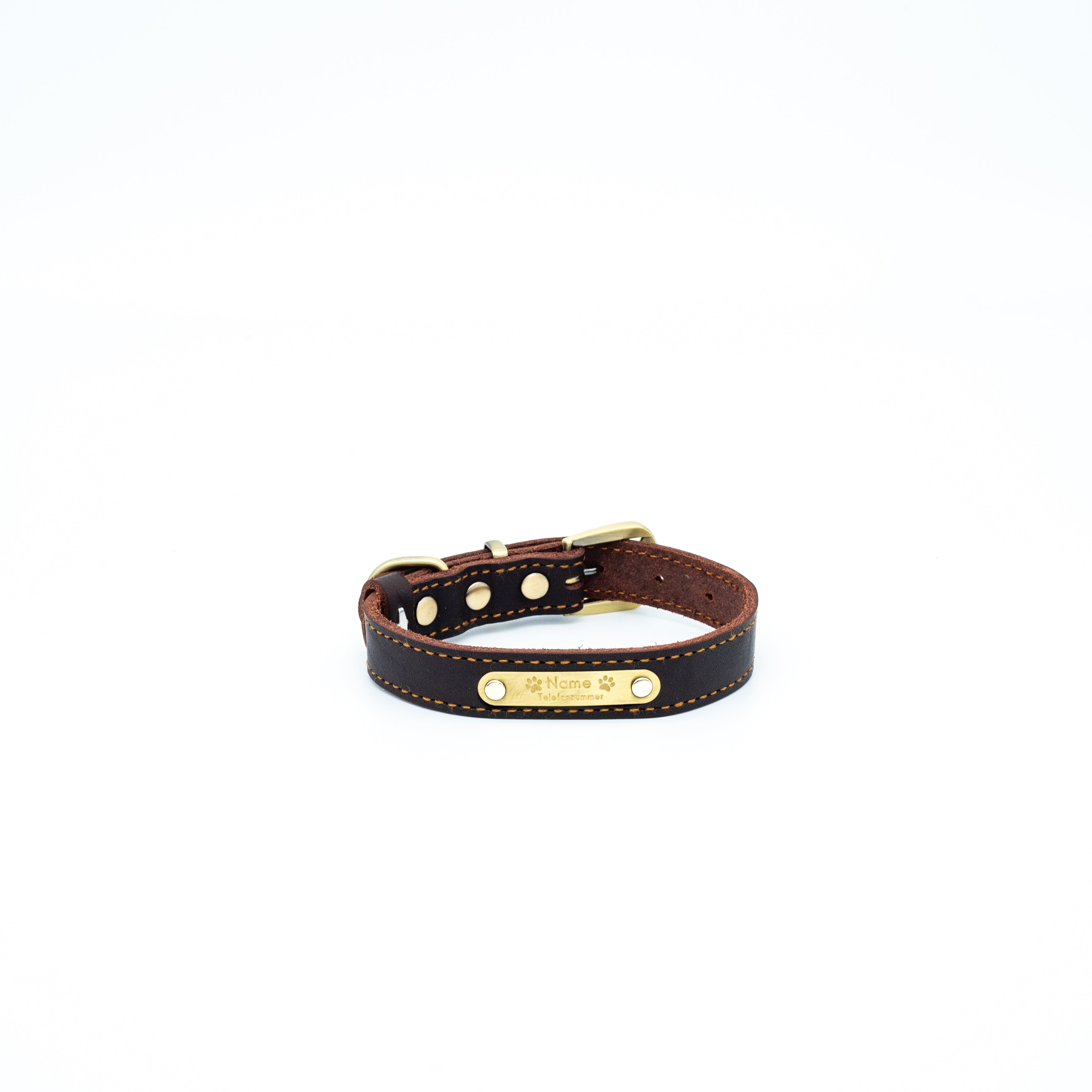 Premium Series Small Set - Halsband & Leine in Kastanie